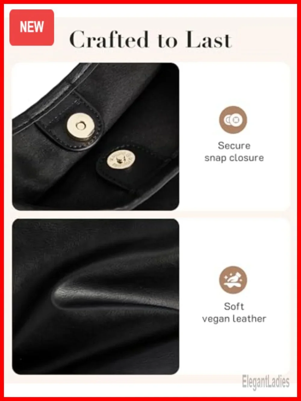 Hobo Shoulder Bag Vegan Leather Crossbody Tote with Pouch Adjustable Strap